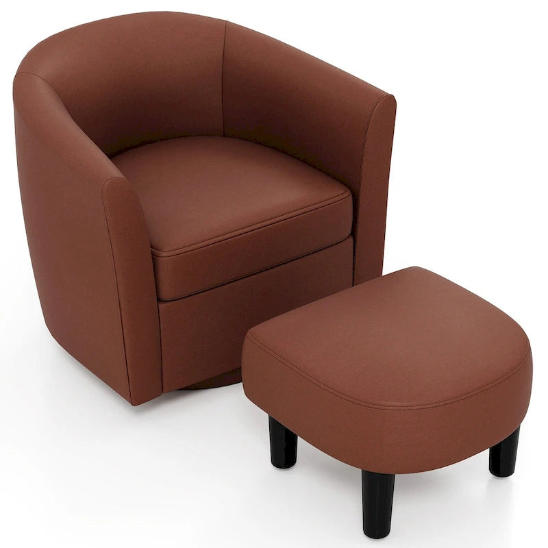 Sillón Giratorio con Otomana Reposapiés y Respaldo Curvo