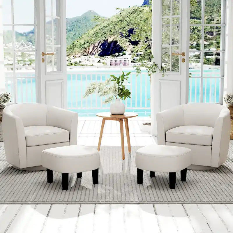 Sillón Giratorio con Otomana Reposapiés y Respaldo Curvo