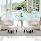 Sillón Giratorio con Otomana Reposapiés y Respaldo Curvo