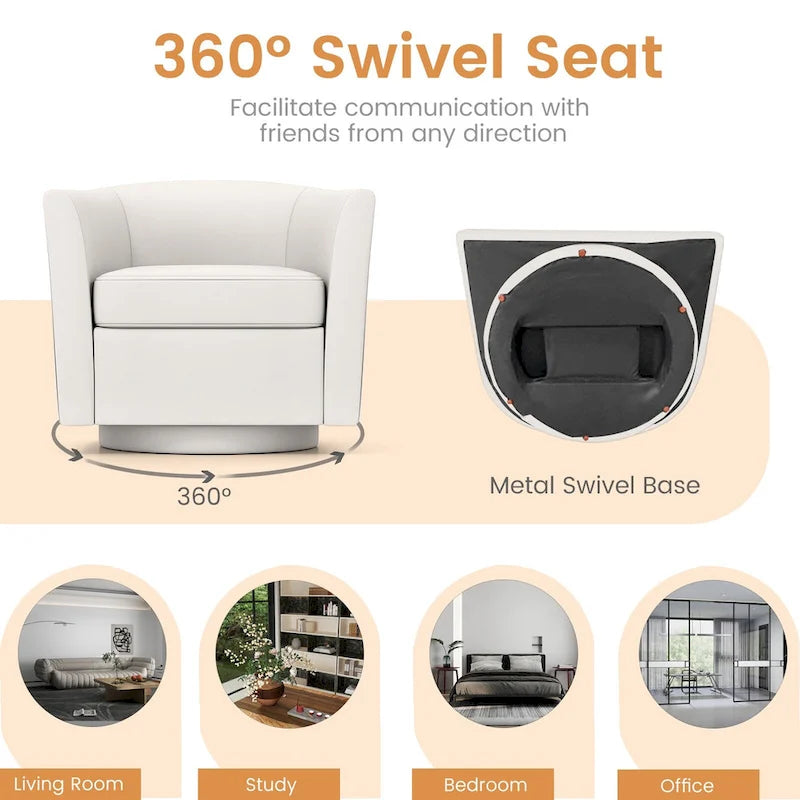 Sillón Giratorio con Otomana Reposapiés y Respaldo Curvo
