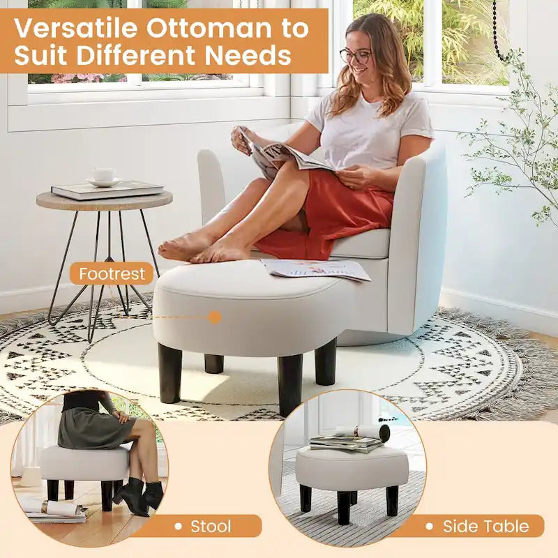 Sillón Giratorio con Otomana Reposapiés y Respaldo Curvo
