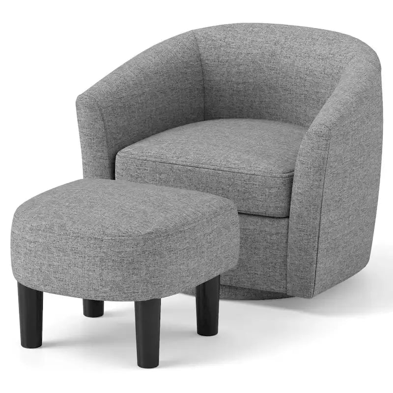 Sillón Giratorio con Otomana Reposapiés y Respaldo Curvo