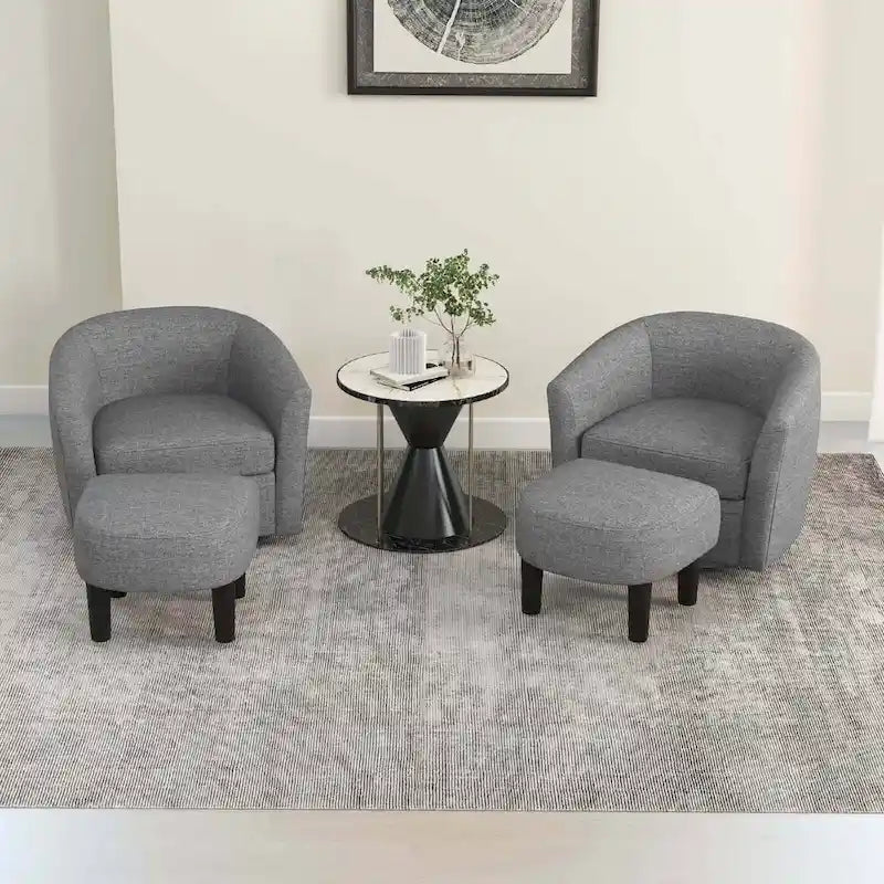 Sillón Giratorio con Otomana Reposapiés y Respaldo Curvo
