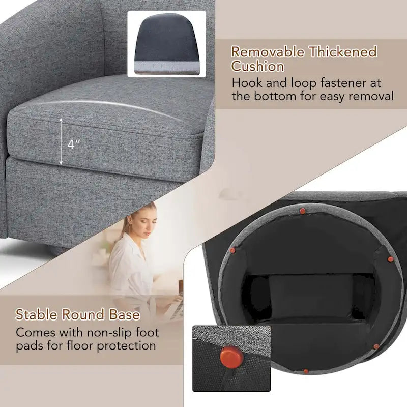 Sillón Giratorio con Otomana Reposapiés y Respaldo Curvo