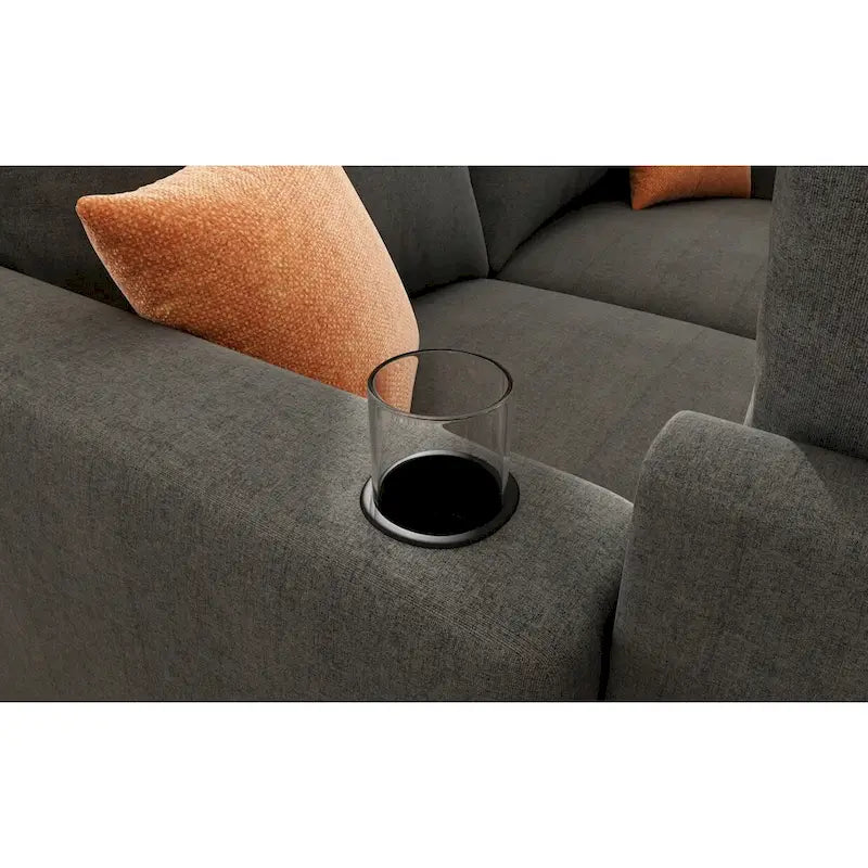 Sofá seccional modular en forma de U de 4 plazas gris 123 con otomanas de almacenamiento