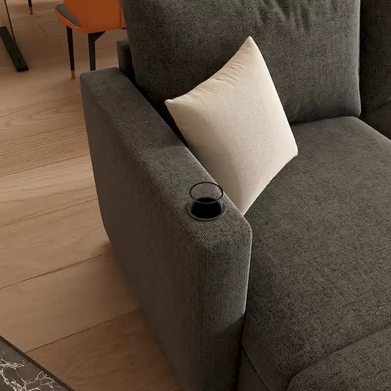 Sofá seccional modular en forma de U de 4 plazas gris 123 con otomanas de almacenamiento