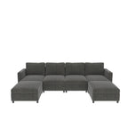 Sofá seccional modular en forma de U de 4 plazas gris 123 con otomanas de almacenamiento