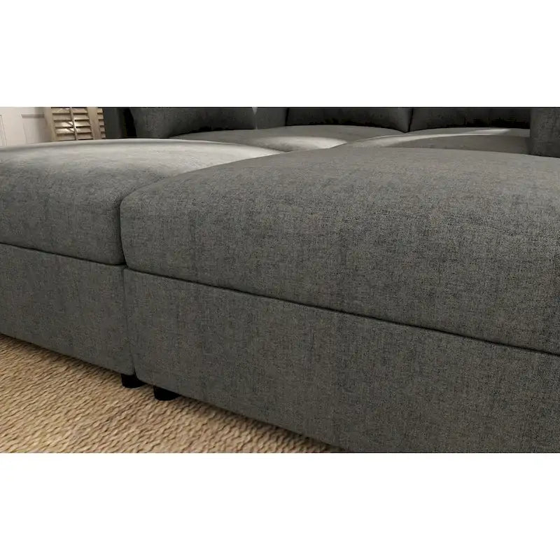 Sofá seccional modular en forma de U de 4 plazas gris 123 con otomanas de almacenamiento