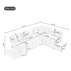 Sofá seccional de 4 plazas en forma de L de 91.73 pulgadas con 2 taburetes ocultos, 2 almohadas lumbares extraíbles y tapicería de chenilla duradera