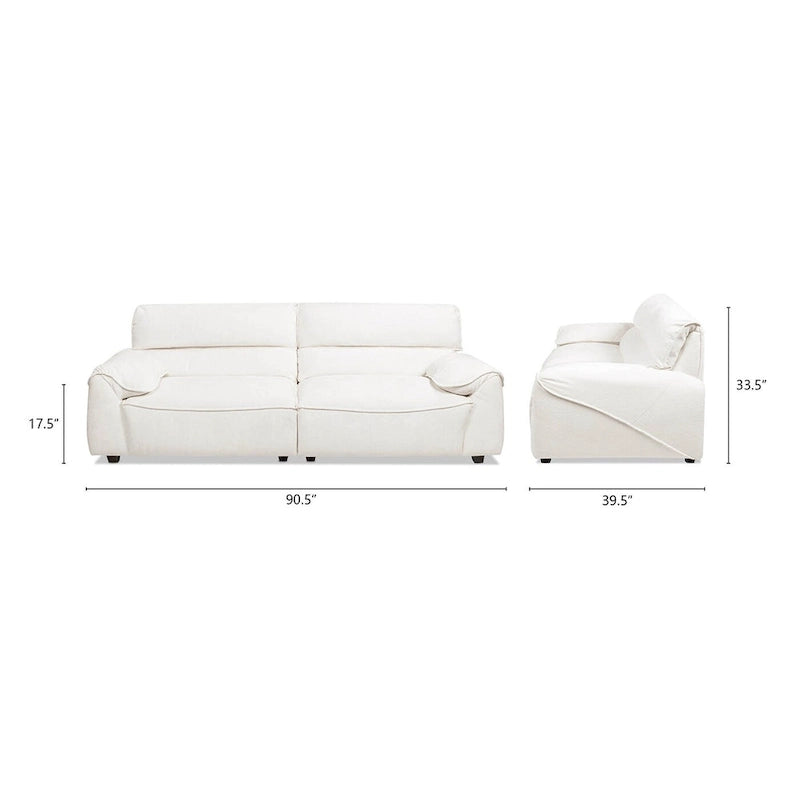Sofá modular de 2 piezas tapizado en chenilla de 90.5