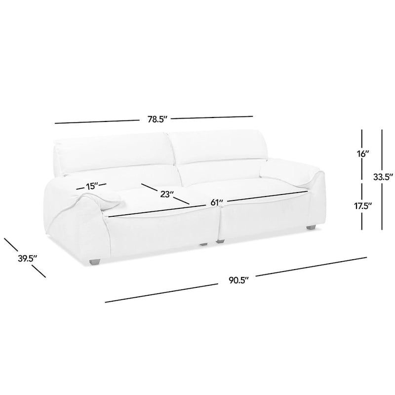 Sofá modular de 2 piezas tapizado en chenilla de 90.5