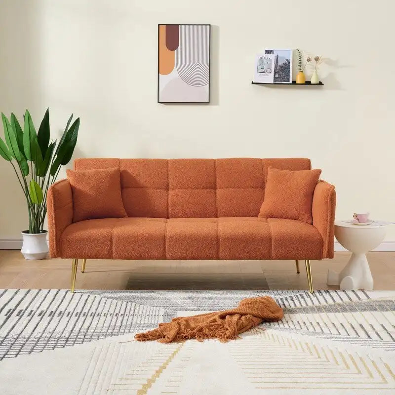 Sofá cama tapizado en terciopelo Teddy de 79,92" con respaldo y reposabrazos ajustables