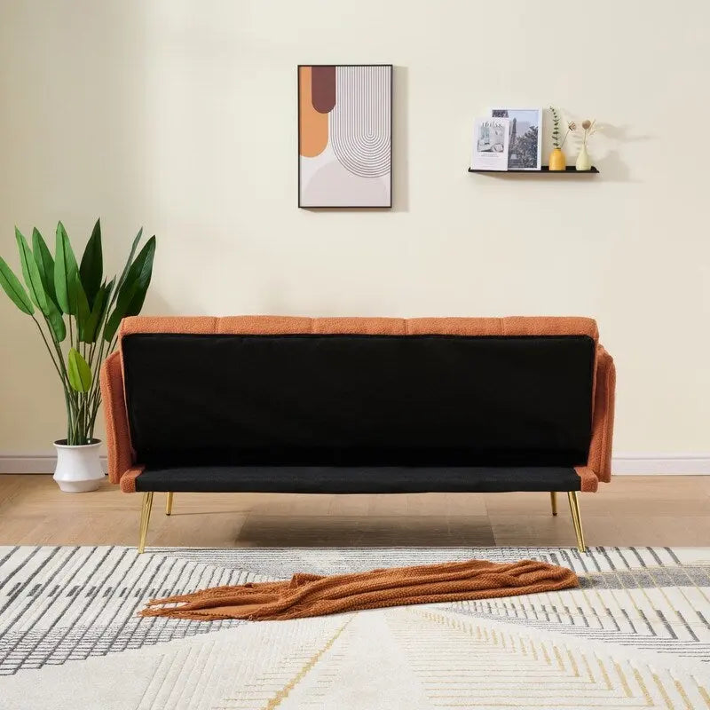 Sofá cama tapizado en terciopelo Teddy de 79,92" con respaldo y reposabrazos ajustables