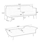 Sofá cama tapizado en terciopelo Teddy de 79,92" con respaldo y reposabrazos ajustables