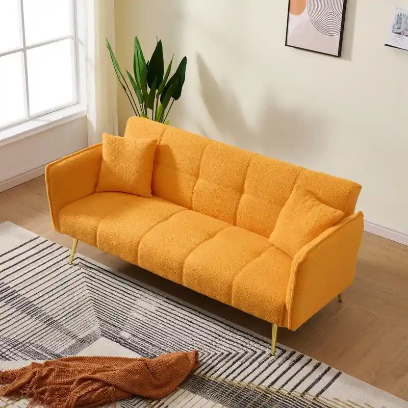 Sofá cama tapizado en terciopelo Teddy de 79,92" con respaldo y reposabrazos ajustables