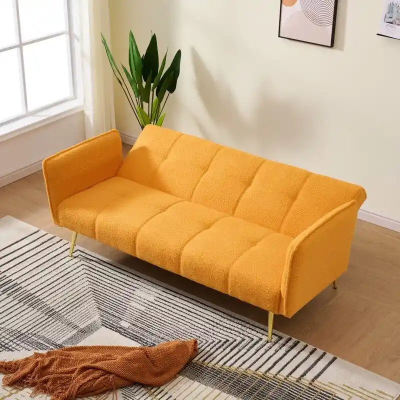 Sofá cama tapizado en terciopelo Teddy de 79,92" con respaldo y reposabrazos ajustables