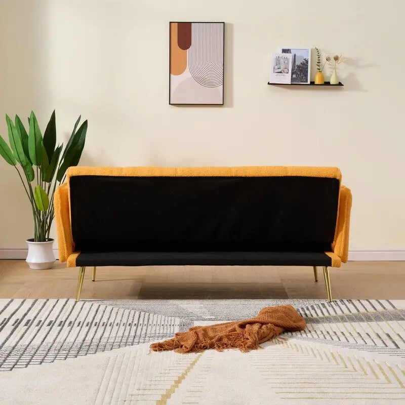 Sofá cama tapizado en terciopelo Teddy de 79,92" con respaldo y reposabrazos ajustables
