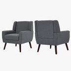 Juego de 2 sillones tapizados en lino con respaldo alto y brazos
