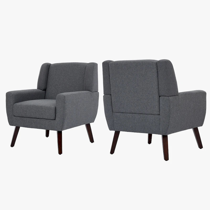 Juego de 2 sillones tapizados en lino con respaldo alto y brazos