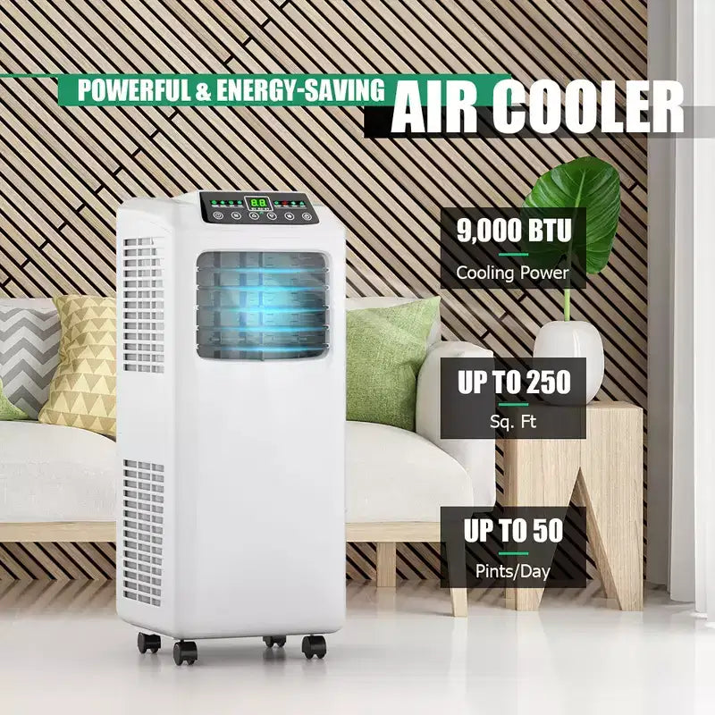 Costway 5500 BTU (9000 BTU ASHRAE) 3-in-1 Portable Air Conditioner w/Built-in Dehumidifier and Window Kit