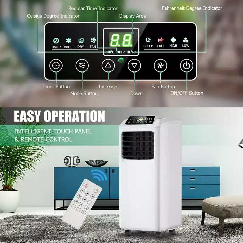 Costway 5500 BTU (9000 BTU ASHRAE) 3-in-1 Portable Air Conditioner w/Built-in Dehumidifier and Window Kit