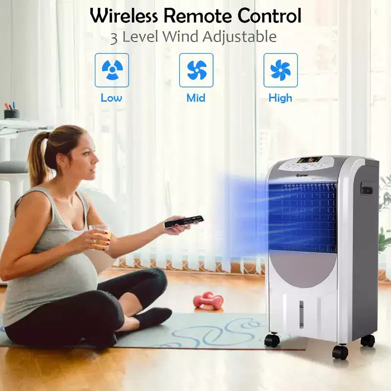 Costway Portable Air Cooler Fan & Heater Humidifier with Washable Filter Remote Control