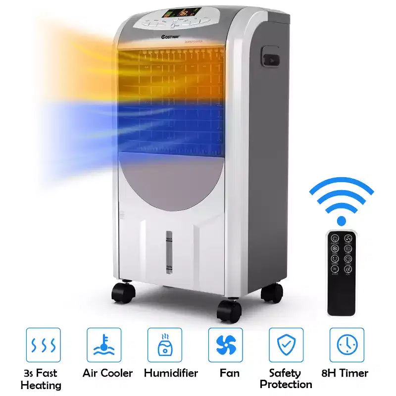 Costway Portable Air Cooler Fan & Heater Humidifier with Washable Filter Remote Control