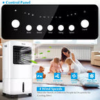 Ventilador enfriador de aire portátil evaporativo y humidificador Costway con control remoto y temporizador de 7.5 horas