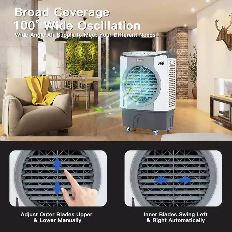 Costway 3450CFMIndustrialEvaporativeCooler 4-in-1AirCoolingFan 45L Tank