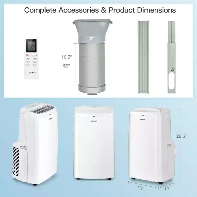 Costway 6350 BTU (9000BTU ASHRAE) Portable Air Conditioner 3-in-1 Air Cooler Fan Dehumidifier w/ Remote