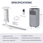 Costway 6000 BTU (10000 BTU ASHRAE) Portable Air Conditioner w/ Remote Control 3-in-1 Air Cooler w/ Drying