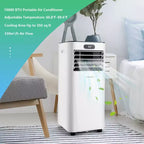 Costway 6000 BTU (10000 BTU ASHRAE) Portable Air Conditioner w/ Remote Control 3-in-1 Air Cooler w/ Drying