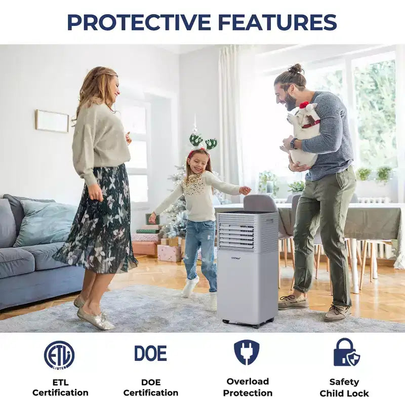 Costway 10000 BTU ASHRAE Portable Air Conditioner 3-in-1 Air Cooler w/Dehumidifier & Fan Mode