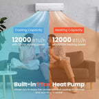 Costway Aire Acondicionado y Calefactor Mini Split sin Ductos de 12000 BTU, 17 SEER2, 70 m²