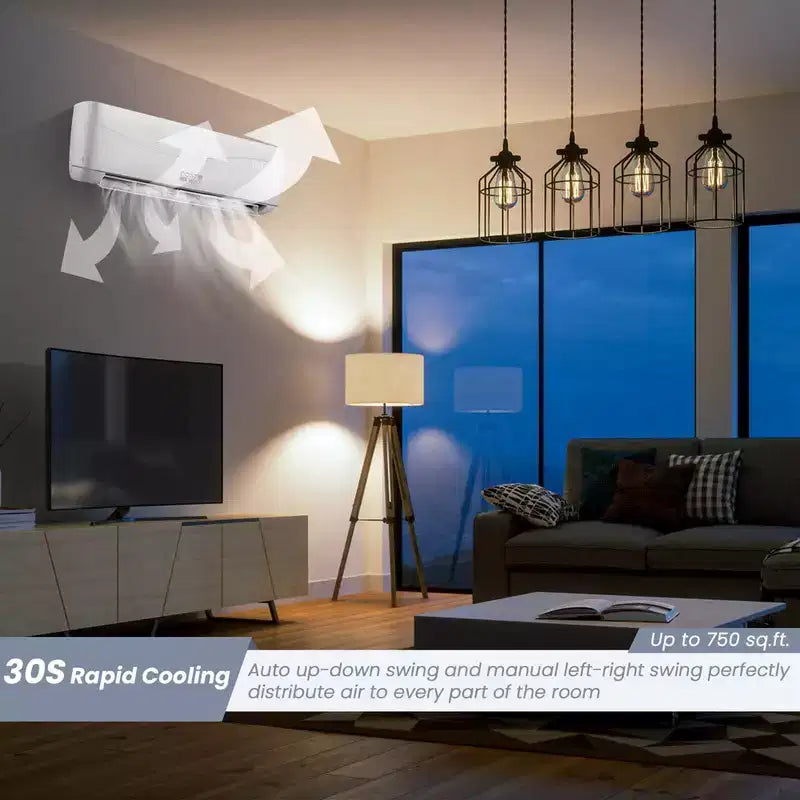 Costway Aire Acondicionado y Calefacción Mini Split 12000 BTU 20 SEER2 115 V Unidad de AC Montada en Pared