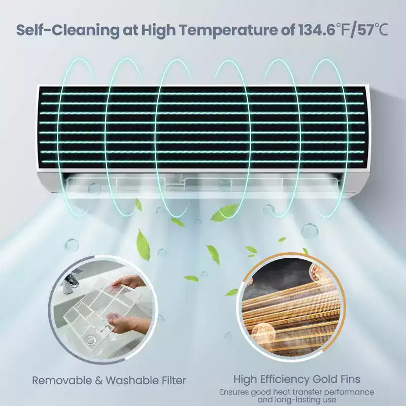 Costway Aire Acondicionado y Calefacción Mini Split 12000 BTU 20 SEER2 115 V Unidad de AC Montada en Pared