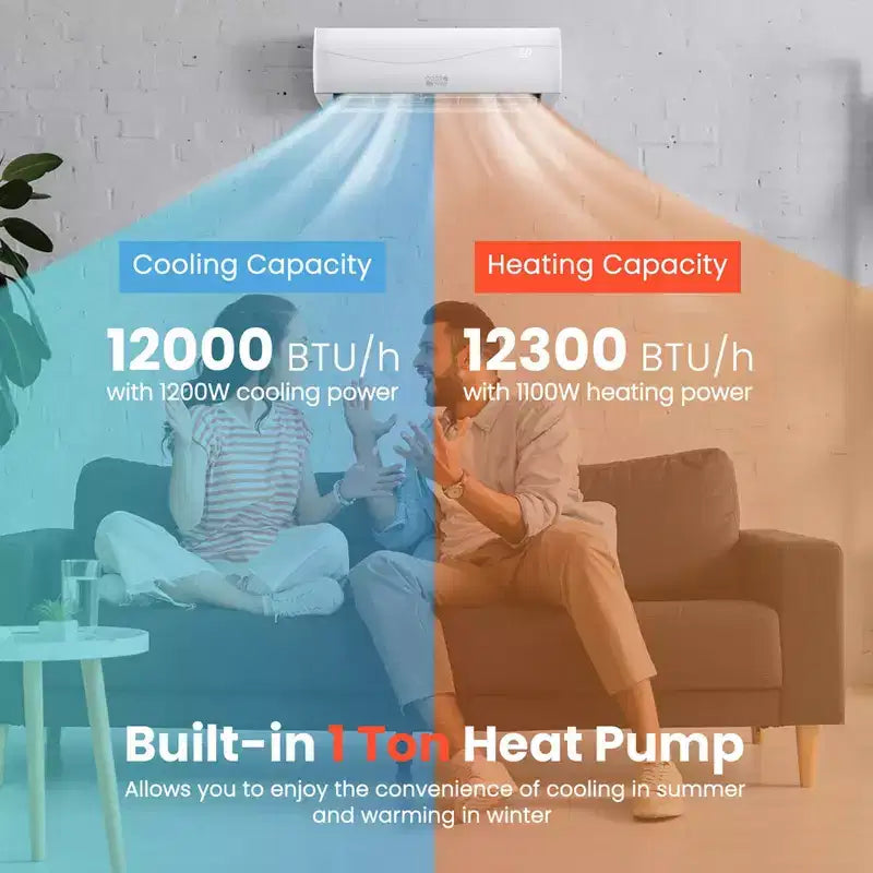 Costway Aire Acondicionado y Calefacción Mini Split 12000 BTU 20 SEER2 115 V Unidad de AC Montada en Pared