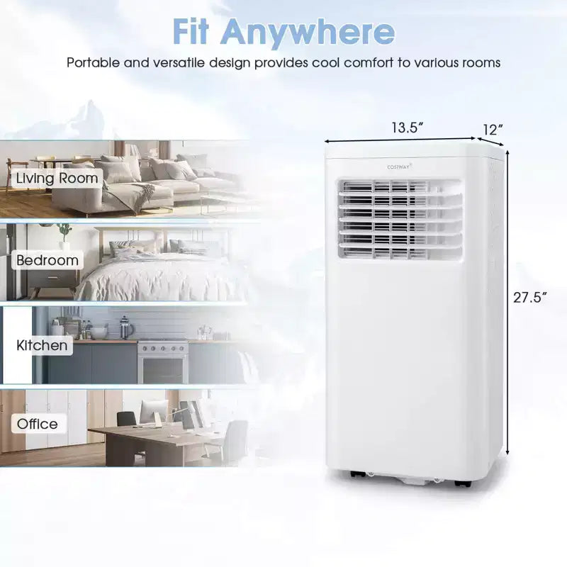 Costway 6000 BTU (10000 BTU ASHRAE) Portable Air Conditioner 3-in-1 AC Unit With Cool Dehum Fan Sleep Mode