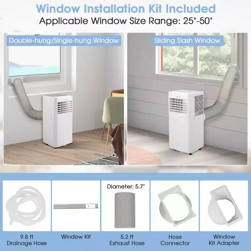 Costway 6000 BTU (10000 BTU ASHRAE) Portable Air Conditioner 3-in-1 AC Unit With Cool Dehum Fan Sleep Mode