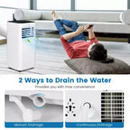 Acondicionador de Aire Portátil Costway 5000 BTU (8000 BTU ASHRAE) Unidad de CA 4 en 1 con Ventilador Frío Deshumidificador Modo Sueño