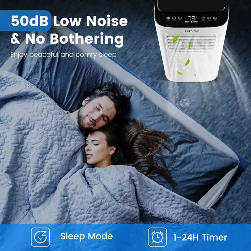 Costway Aire Acondicionado Portátil 3 en 1 de 6000 BTU (9000 BTU ASHAR) con Modo Frío, Deshumidificador, Ventilador y Suspensión