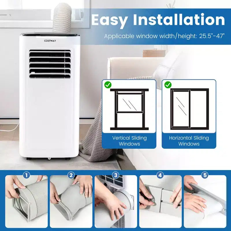 Costway Aire Acondicionado Portátil 3 en 1 de 6000 BTU (9000 BTU ASHAR) con Modo Frío, Deshumidificador, Ventilador y Suspensión