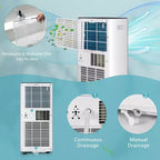 Aire Acondicionado Portátil Costway 8000 BTU Enfriador de Aire 3 en 1 con Ventilador Deshumidificador Modo Sueño