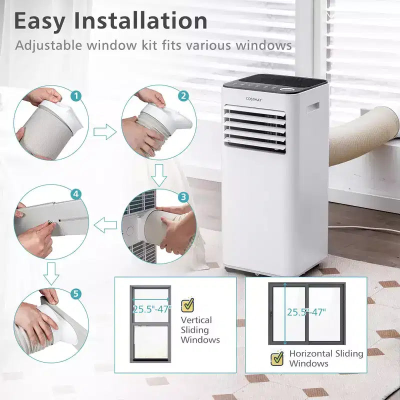 Aire Acondicionado Portátil Costway 8000 BTU Enfriador de Aire 3 en 1 con Ventilador Deshumidificador Modo Sueño