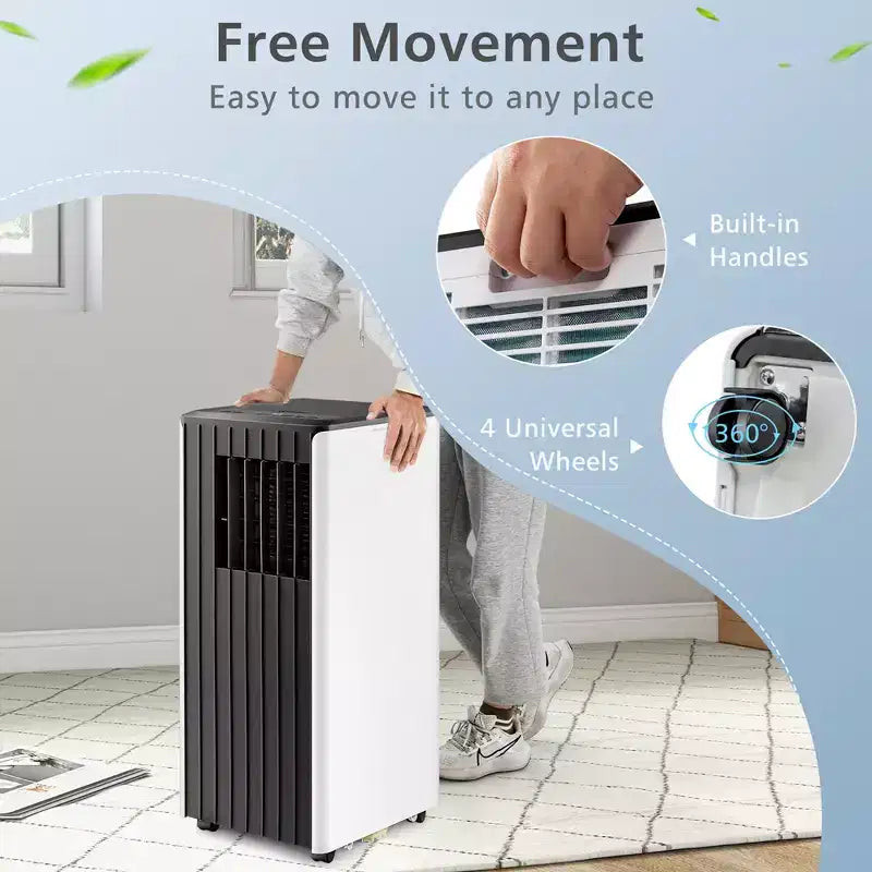 Aire Acondicionado Portátil Costway 7100 BTU (10000 BTU ASHARE) Unidad de CA 3 en 1 con Enfriamiento, Deshumidificación, Ventilador y Modo Noche