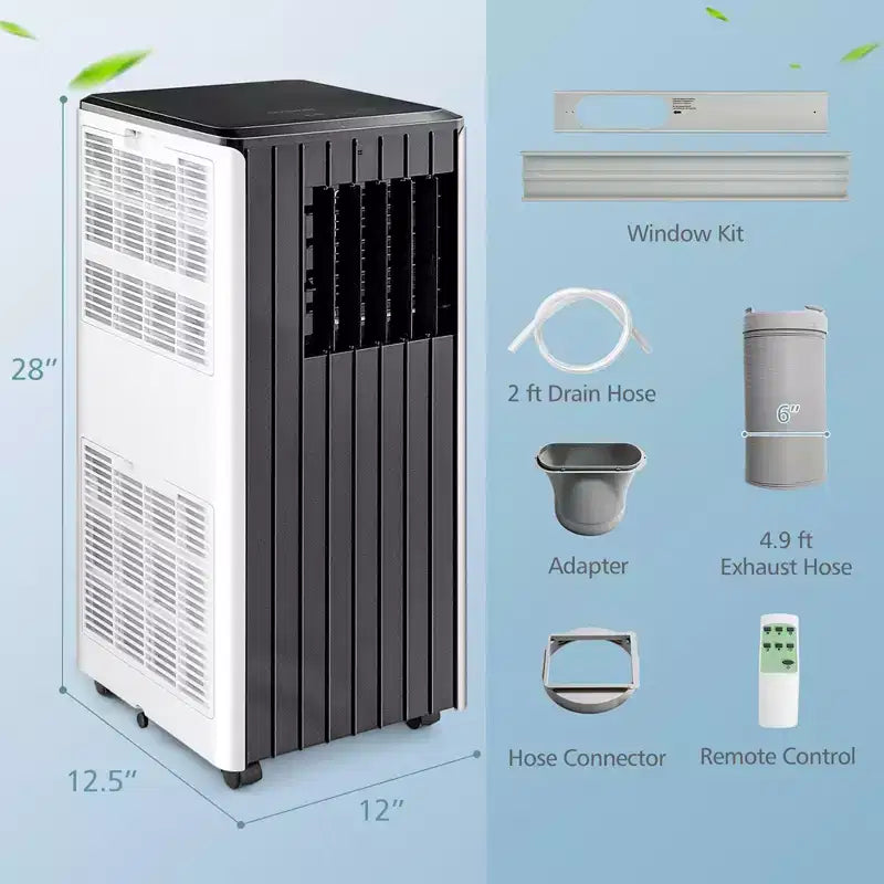 Aire Acondicionado Portátil Costway 7100 BTU (10000 BTU ASHARE) Unidad de CA 3 en 1 con Enfriamiento, Deshumidificación, Ventilador y Modo Noche