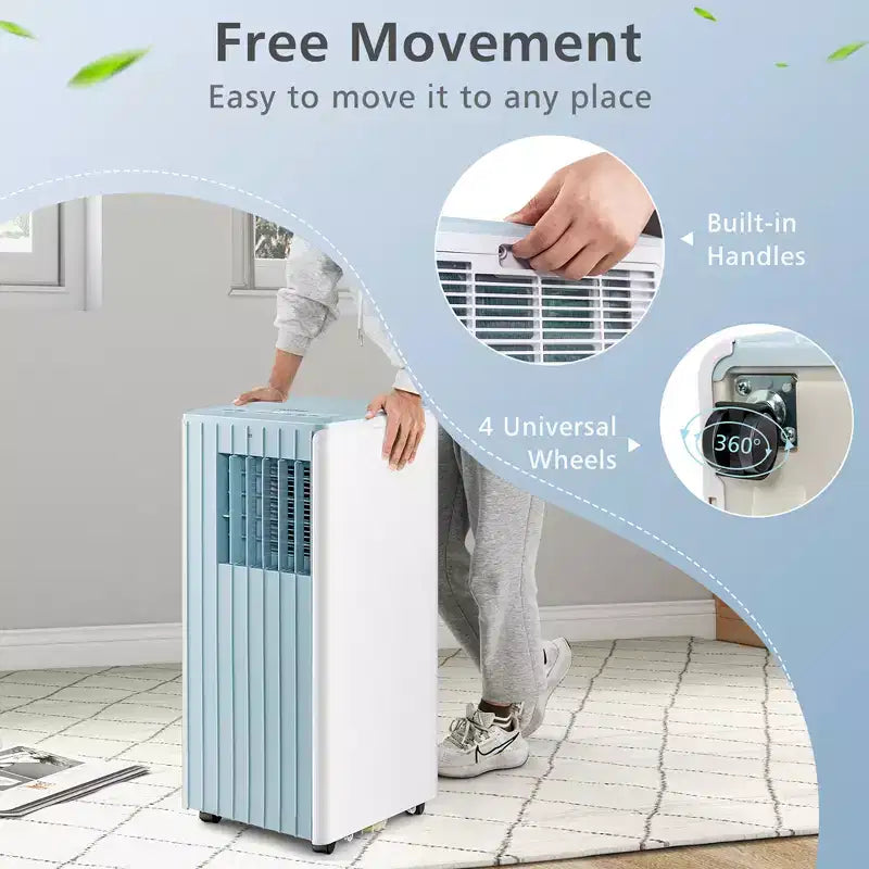 Aire Acondicionado Portátil Costway 7100 BTU (10000 BTU ASHARE) Unidad de CA 3 en 1 con Enfriamiento, Deshumidificación, Ventilador y Modo Noche