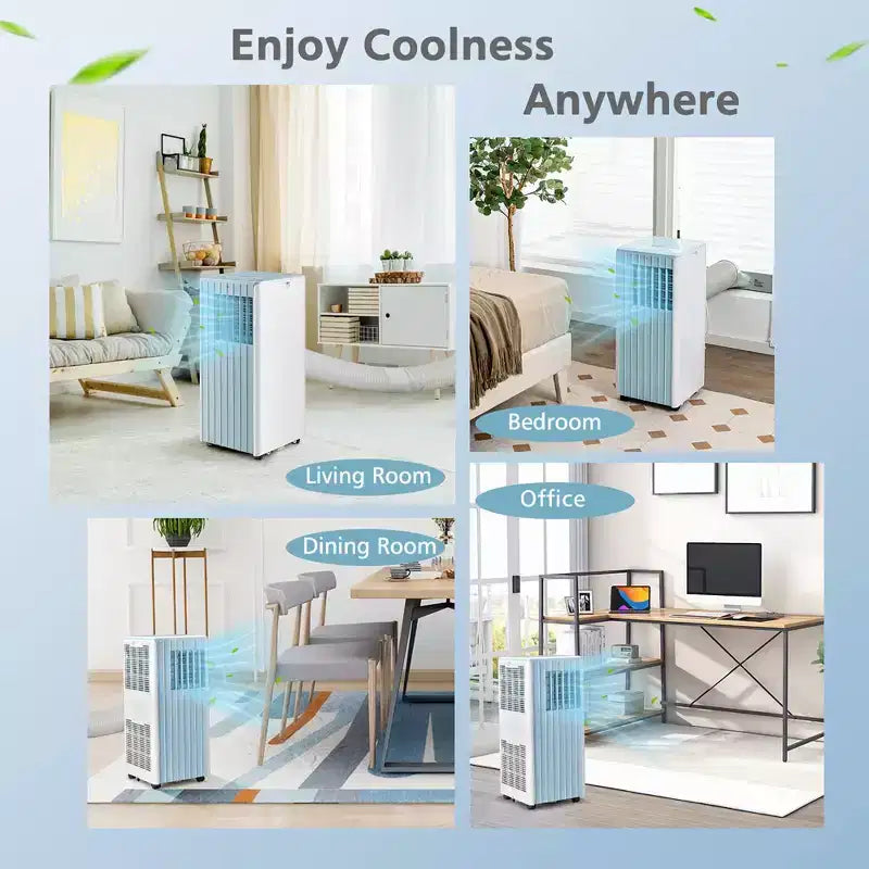Aire Acondicionado Portátil Costway 7100 BTU (10000 BTU ASHARE) Unidad de CA 3 en 1 con Enfriamiento, Deshumidificación, Ventilador y Modo Noche