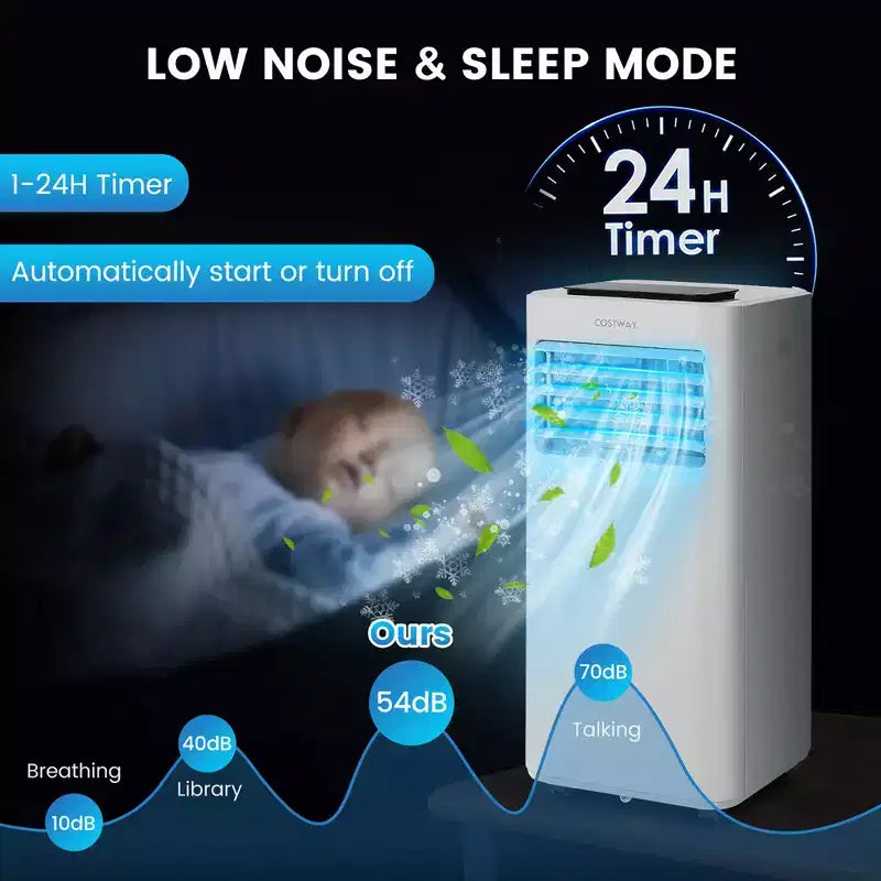 Costway 8000 BTU Portable Air Conditioner 3-in-1 AC Unit with Cool Fan Dehum Sleep Mode