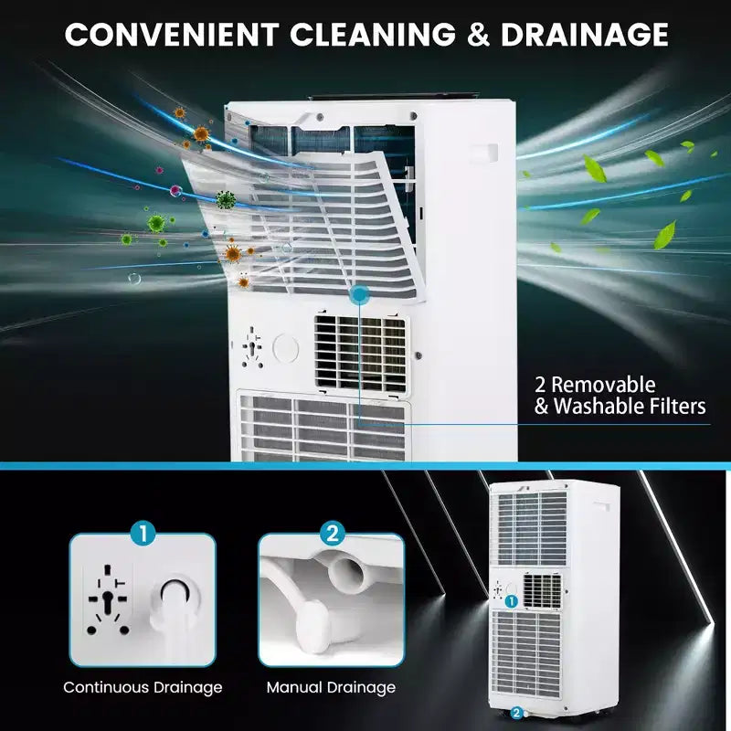 Costway 8000 BTU Portable Air Conditioner 3-in-1 AC Unit with Cool Fan Dehum Sleep Mode